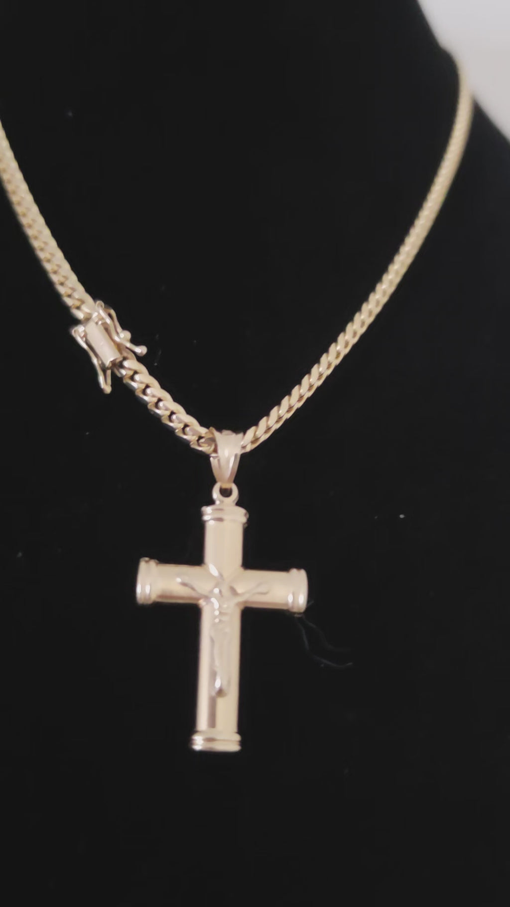 14K Italian Cuban Link Chain with Cross Charm