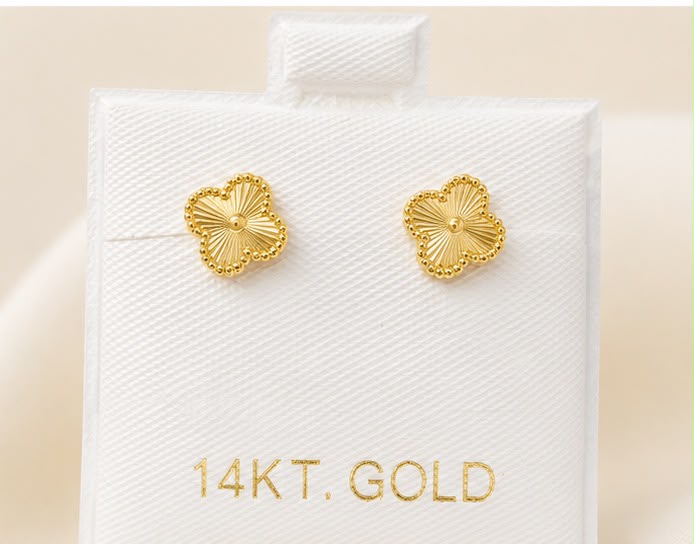 Aretes Pequeños de Trébol en Oro de 14K