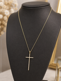10K Gold Fine Chain with Stone Cross Charm