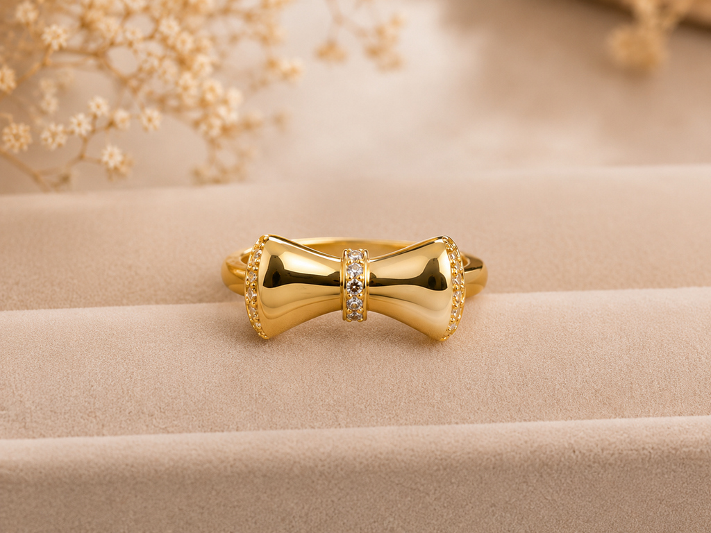 10K Gold Fine Bow Ring – Size 7