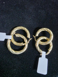 10K Italian Gold Thick Tube Hoop Earrings Duo