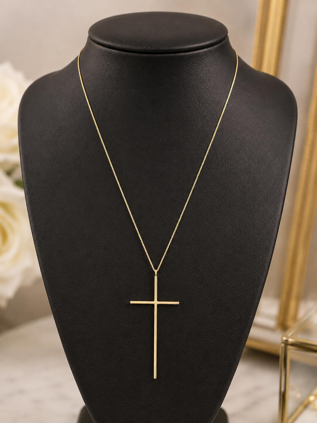 10K Gold Fine Chain with Plain Cross Charm