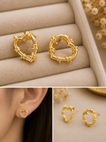 10K Italian Gold Heart Stud Earrings