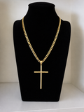10K Italian Gold Bright Cut Chain with Cross Charm