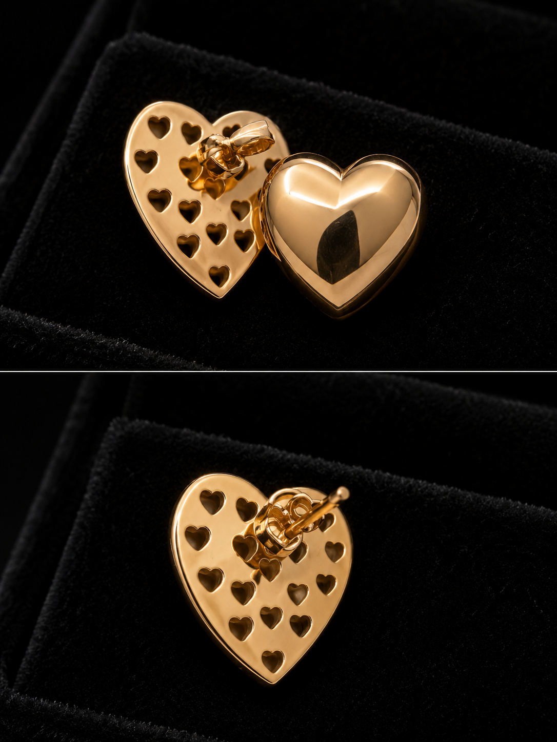 10K Italian Gold Medium Heart Earrings