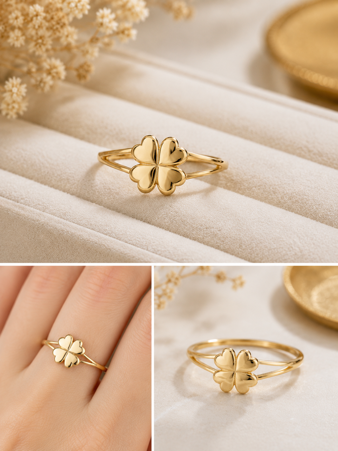 10K Gold Clover Ring – Size 6.5