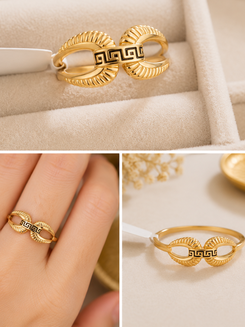 10K Gold Greek Pattern Ring – Size 7.5