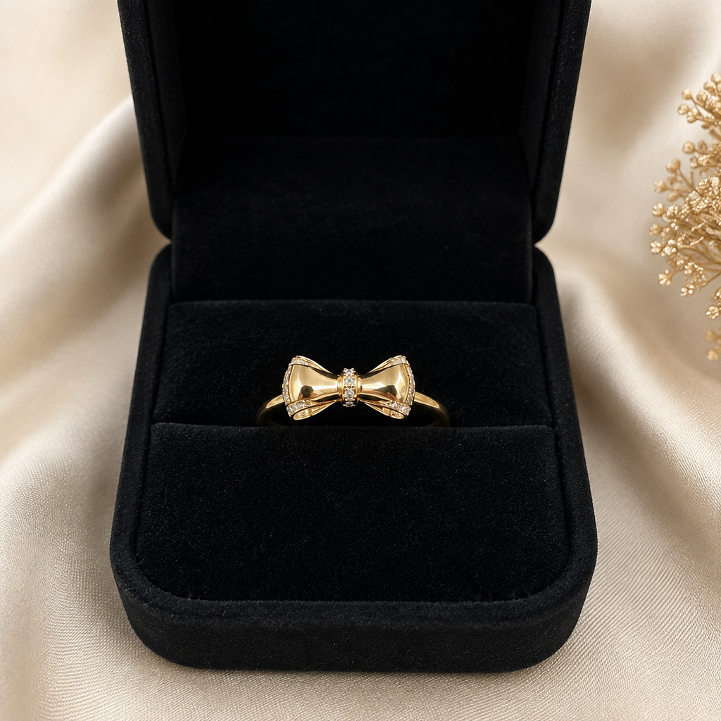 10K Gold Fine Bow Ring – Size 7